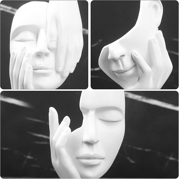 3 Pcs Thinker Statue,Modern Home Resin Sculptures,Decorative Objects Collectible Figurines for Home Office Bookshelf Desktop Decor(White)