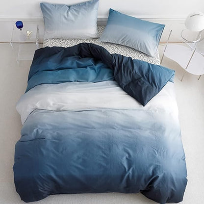 Pureant Blue White Gradient Comforter Sets King Solid Ocean Sea Blue Bedding Comforters Cotton Modern Plain White and Sky Blue Gradient Soft Quilts Farmhouse Abstract Art Watercolor Comforters Warm