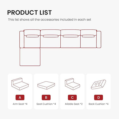160.63‘’ Boneless Couch Cloud Modular Sectional Couches for Living Room, Oversize L-Shape Sofa with Deep Seat, Plush Corduroy 4-Seater with Ottoman, No Assembly Required