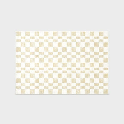 EVERGRACE Checkered Plaid Area Rug 4x6, Soft Fuzzy Faux Wool Rugs Washable Anti Slip Rugs Large Rug Carpet for Entryway Bedroom Living Room Hallway Kitchen Dining Room and Laundry Room, Beige