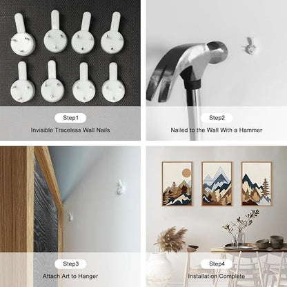 HOURIA Mid Century Mountain Woodland Framed Wall Art Set,Boho Sunrise Pine Tree Wall Decor,Wilderness Nature Forest Artwork,Modern Woodcut Field Art Print for Living Room,Bedroom,Office- 16"x24"x3