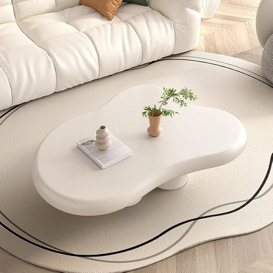 Cartoon Cloud Shaped Coffee Table Accent Tables Aesthetic Funky Design Minimalist Indoor Center Table, White