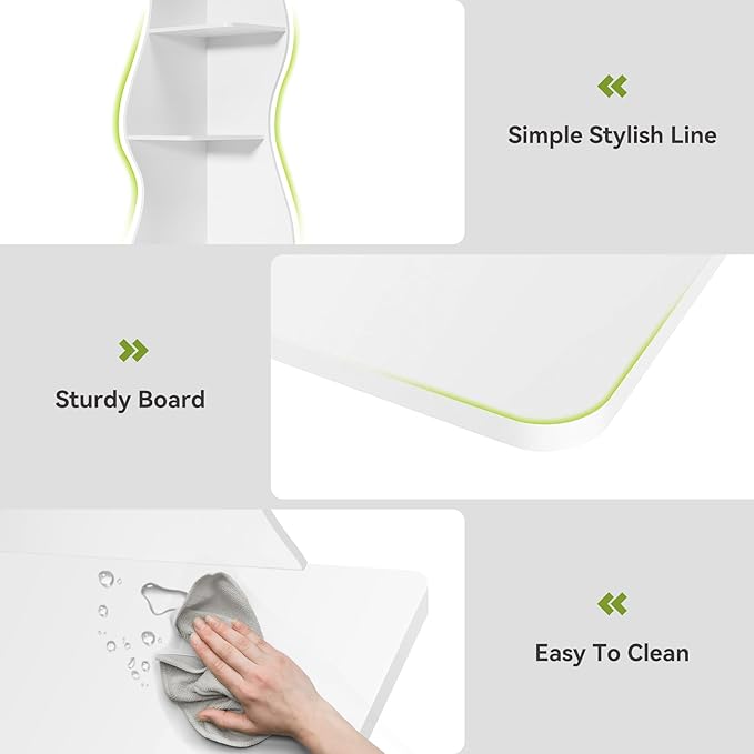 LITTLE TREE 70-Inch Corner Shelf, Seaweed Shaped Etagere Display Bookshelf, Freestanding 5-Tier Wall Shelves for Small Spaces, Living Room, Bedroom, White, 2 Pack