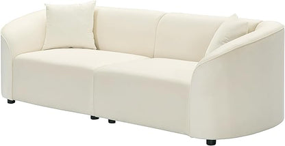Christopher Knight Home 87.50" Velvet Curved Oversized 2 Seater Sofa, Upholstered Couch Chair, Soft Seating Lounge Sofa, Cozy Loveseat with Armrest, Reading Loveseat for Living Room, Home Rest, Cream