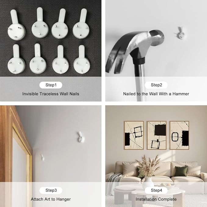 HOURIA Abstract Geometric Framed Canvas Wall Art Set,Black and Beige Brushstroke Wall Decor,Neutral Modern Wall Painting,Textured Line Drawing Art Prints for Living Room, Bedroom, Farmhouse-24 x36 x3