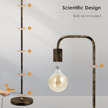 BoostArea Floor Lamp, Bronze Industrial Floor Lamp, 63 Inch Antique Standing Lamp, E26 Socket, Whole Metal, ETL Listed, Modern Stand Up Lamp for Bedroom, Living Room, Minimalist, Vintage, Mid Century