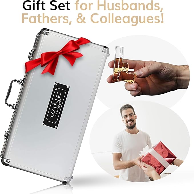 Pistol Whiskey Decanter Set & 6 Pistol Glasses - Unique Whiskey Set for Home Bar, Bourbon Gifts for Men, Birthday Gift for Dad, Liquor Dispenser, Personalized Gifts for Men - Carrying Case Included