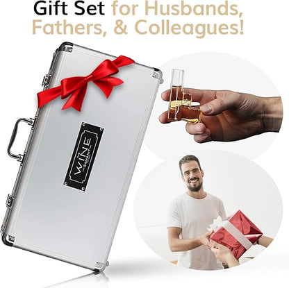 Pistol Whiskey Decanter Set & 6 Pistol Glasses - Unique Whiskey Set for Home Bar, Bourbon Gifts for Men, Birthday Gift for Dad, Liquor Dispenser, Personalized Gifts for Men - Carrying Case Included