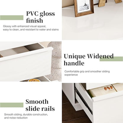 55.12" Modern Chest of Drawer, 6 Deep Drawers,Clothes Organizer,Large Storage Cabinet for Living Room, Bedroom,Dresser TV Stand, Wood Drawer Organizer for Living Room, Hallway,White