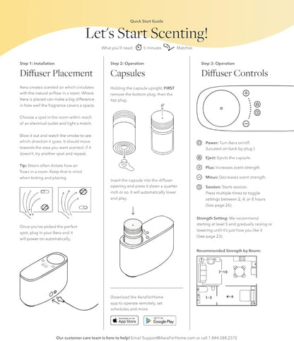 AERA Smart Home Fragrance Diffuser and Citrus Scent Refill Bundle - Alexa Compatible, Hypoallergenic, Family and Pet Safe, App Controlled