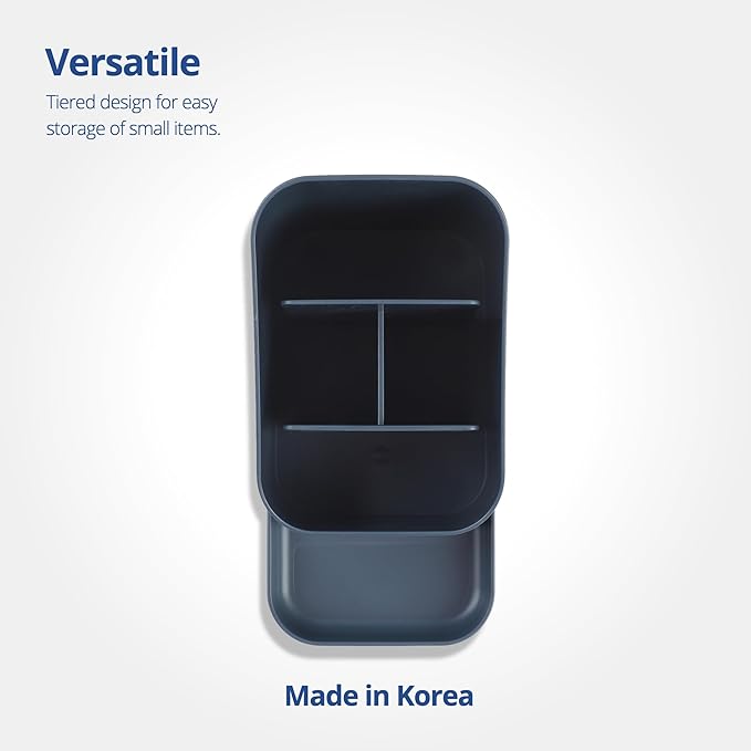 BLUE GINKGO Desk Holder – Korean-Made Office Organizer for Pencils, Pens, Notes, and Desk Supplies (Prussian Blue)