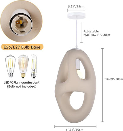 1 Light EPS Chandelier for Dining, Nordic Bedroom Cement Pendant Fixture, Concrete Ceiling Hanging Modern Wabi Sabi 11.81''W Lamp Over Kitchen Bar