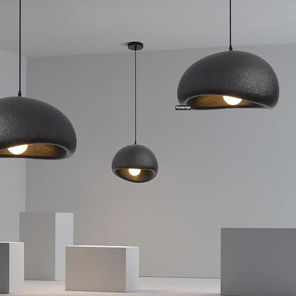 15.7in Wabi Sabi Pendant Lights Kitchen Island Lighting Fixture Ceiling Mount Black Modern Japanese Lamp Japandi Chandelier for Dining Living Room Hallway Bedroom Restaurant Hanging Lamp