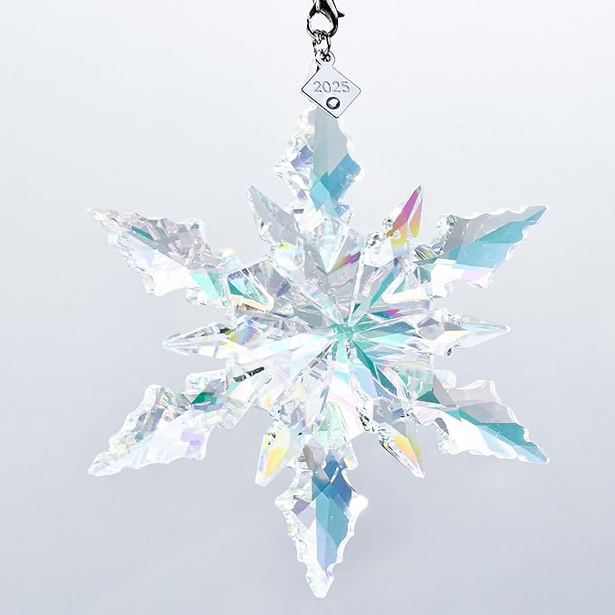 2025 Edition Crystal Snowflake Ornament Christmas Tree Ornament Home Decor Gift (2025-Fantasy Color)
