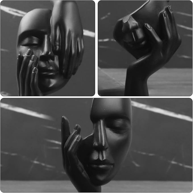 3 Pcs Thinker Statue,Modern Home Resin Sculptures,Decorative Objects Collectible Figurines for Home Office Bookshelf Desktop Decor(Black)