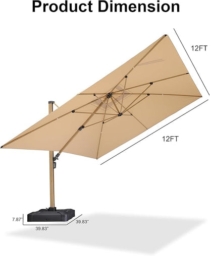 PURPLE LEAF 9 Pieces Patio Dining Table Set Wicker Outdoor Furniture Rectangular Table and Chairs Set for Garden Patio Teak-Finish Aluminum Frame Backyard Kitchen Set, Cushions and Pillows Included