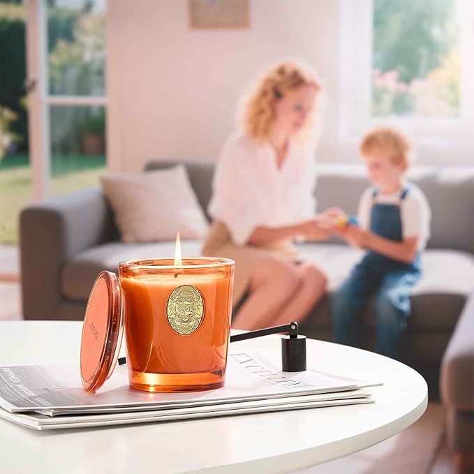 M&SENSE Natural Soy Candle | Noir Air& Neon Orange | 9.2 oz, 50H Burn Time | Luxury Scented Candle for Relaxation, Gifting, Home Décor | Ideal for Bedroom, Office, Party Ambiance