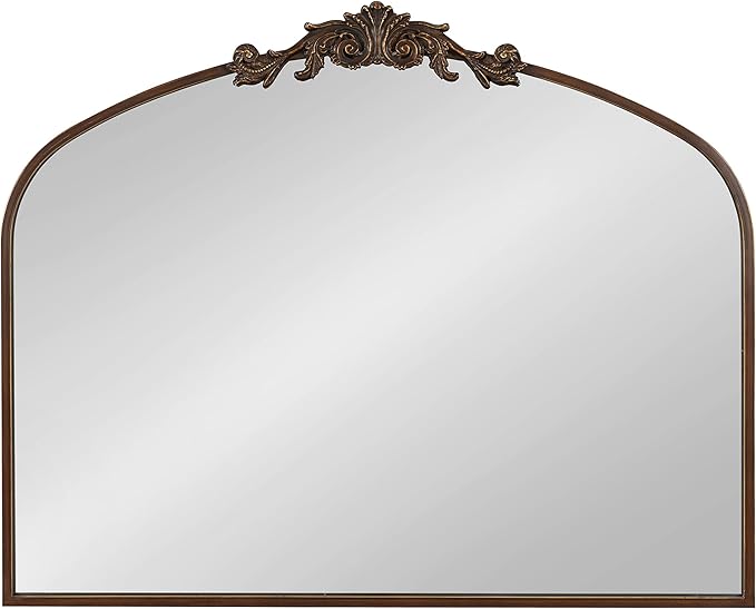 Kate and Laurel Arendahl Ornate Traditional Arched Mirror; 36 x 29; Bronze; Decorative Baroque Style Arched Wall Mirror with Wide Frame and Crown