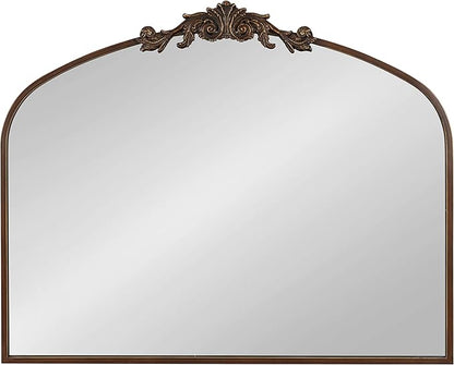 Kate and Laurel Arendahl Ornate Traditional Arched Mirror; 36 x 29; Bronze; Decorative Baroque Style Arched Wall Mirror with Wide Frame and Crown