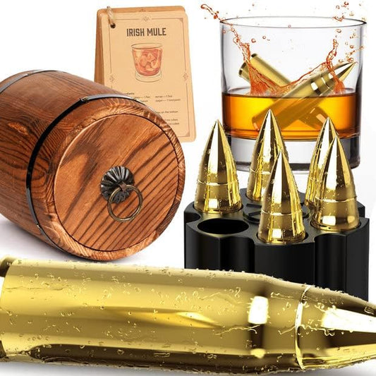 Oaksea Whiskey Stones Gifts Set for Men Dad Him Christmas, Reusable Stainless Steel Ice Cubes for Drinking, Anniversary Birthday Gifts for Husband, Boyfriend, Brother, Bourbon Man Cave Cool Stuff