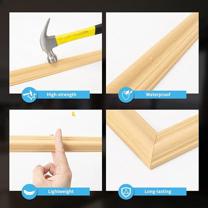 Art3d Pre-Cut Wall Molding Set of 6 pcs, Ready-to-Assemble Wainscoting Panels for Interior Wall Décor Living Room Bedroom Accent Wall - Installed with Glue, 3 Top 3 Bottom, Oak