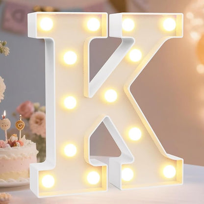 Pooqla LED Marquee Letter Lights Sign, Light Up Alphabet Letter for Home Party Wedding Decoration K