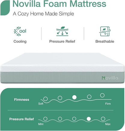 Novilla King Mattress,10 Inch Gel Memory Foam Mattress for Suppotive &Pressure Relieving, Medium Firm Feel in a Box,Bliss