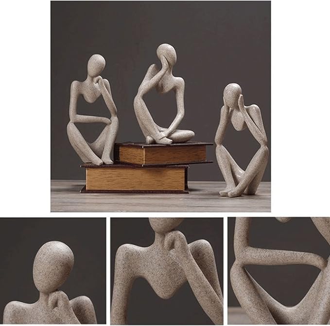 Thinker Statues and Sculptures, Sandstone Resin Thinker Statue Ornaments, Abstract Style Sculptures, Housewarming Gifts, Housewarming Decorations, Living Room Dining Desk Decorations (Left, Small)