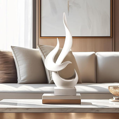 White Decor Modern Flame Statue, Decorative Objects Abstract Art Flame Statue for Living Room Dining Centerpiece