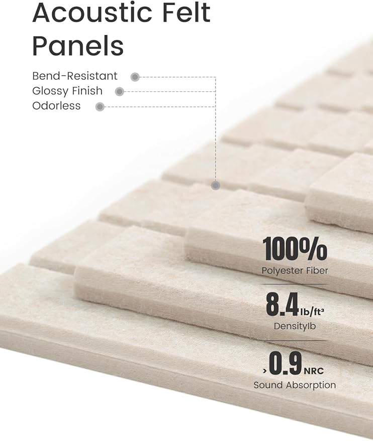 Bumusty Large Cork Board Alternative-36 x24 Felt Bulletin Board Tiles, with 30 Pushpins, 40 Adhesive Tabs, 6-Pack Slat Wall Paneling, Cork Boards for Office Push Pin Board Felt Board-Oatmeal