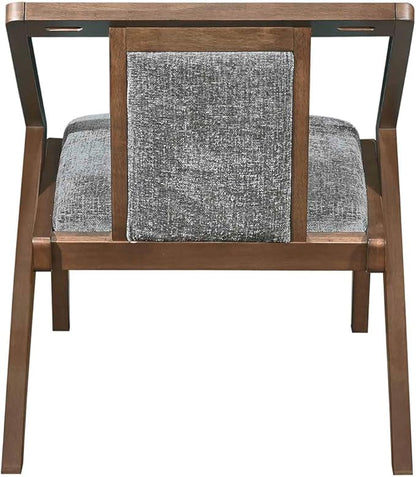 Acanva Mid-Century Modern Lounge Chair, Upholstered Velvet Living Room Reading Armchair with Solid Wood Frame, Steel-Grey