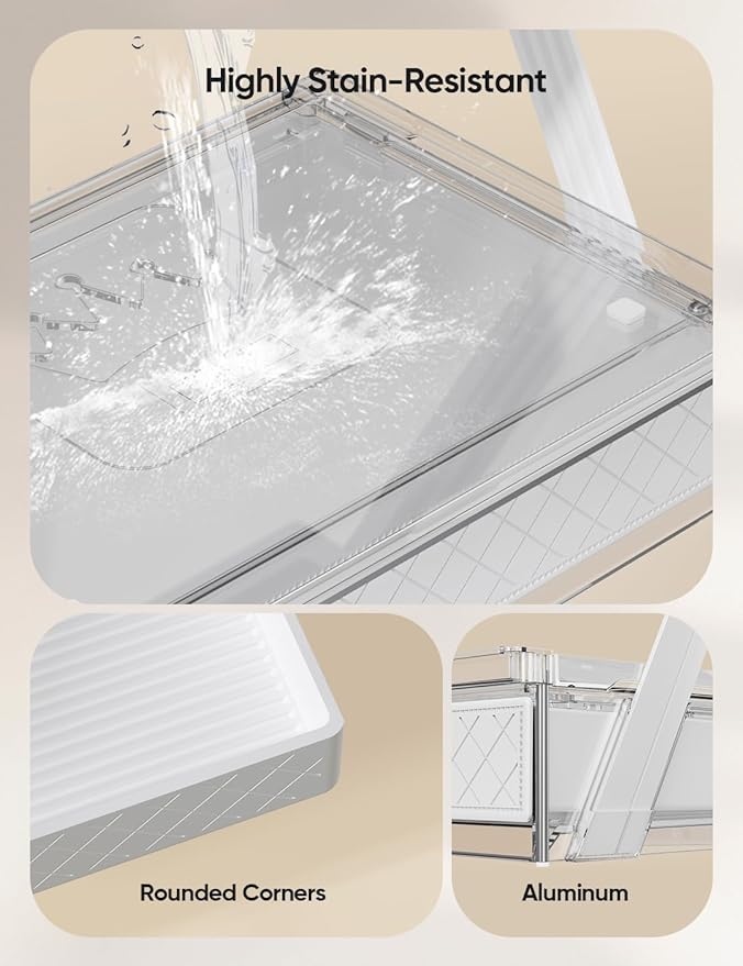 2 Tier Bathroom Countertop Organizer, Z-Shaped Vanity Organizer with Sliding Tray & Drawer, Skincare, Makeup & Perfume Storage Organizer, Acrylic office, Dresse & Desk Organizer