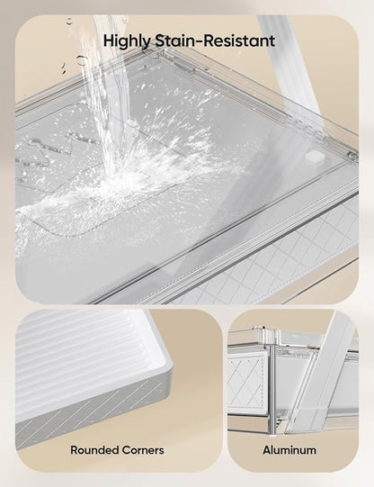 2 Tier Bathroom Countertop Organizer, Z-Shaped Vanity Organizer with Sliding Tray & Drawer, Skincare, Makeup & Perfume Storage Organizer, Acrylic office, Dresse & Desk Organizer