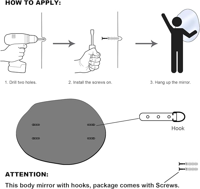 Irregular Asymmetrical Wall Mirror for Living Room Bathroom Entryway, Modern Decorative Wall Mirror Hanging (Hook Style, 24'' x 18'')