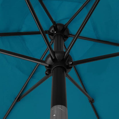 Sunnyglade 7.5' Patio Umbrella Outdoor Table Market Umbrella with Push Button Tilt/Crank, 6 Ribs (Teal Blue)