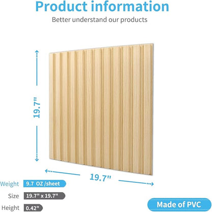 Art3d Slat Wall Panel, 3D Fluted Textured Panel 12-Tile 19.7 x 19.7in. - Oak
