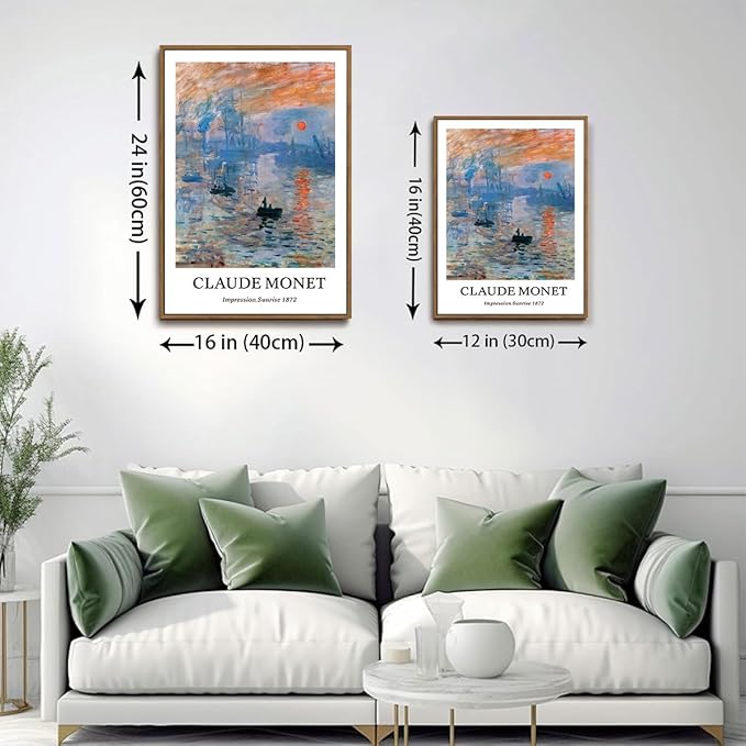 ILLBDR Claude Monet Water Lilies Framed Wall Art Vintage Aesthetic Canvas Wall Art Set of 3 Impressionist Botanical Prints Artwork Minimalist Classic Pictures Decor for Bedroom Living Room 12x16 Inch