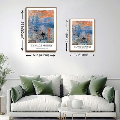 ILLBDR Claude Monet Water Lilies Framed Wall Art Vintage Aesthetic Canvas Wall Art Set of 3 Impressionist Botanical Prints Artwork Minimalist Classic Pictures Decor for Bedroom Living Room 12x16 Inch