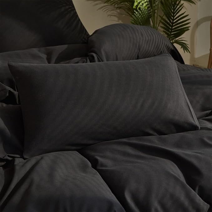 Pureant Black Comforter Twin Black Bedding Set Pure Black Twin Comforter for Women Men Soft Breathable Dark Color Comforter Set 3 Pieces Lightweight Black Comforter Set Twin Size All Black Bed