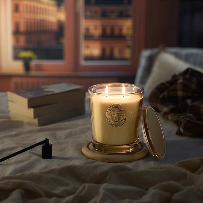 M&SENSE Large Two-Wick Soy Candle | Banana Leaf & Gold | 19.8 oz, 120H Burn Time | Luxury Scented Candle for Relaxation, Gifting, Home Décor | Ideal for Bedroom, Office, Party Ambiance