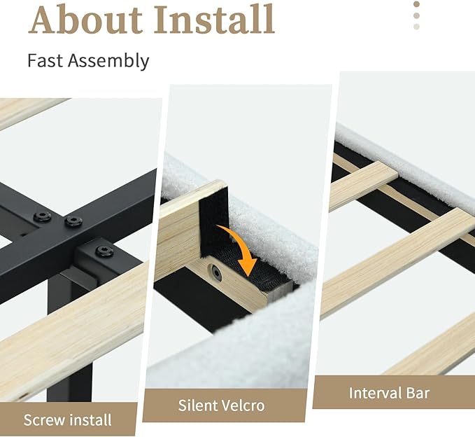 BarnFurin Queen Bed Frame with Upholstered Headboard, Teddy Soft Boucle Fabric, Platform Bed with Strong Wooden Slats Support, Two Bed Forms Design, No Boxing Spring Needed, Easy Assembly, White