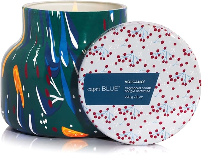Capri Blue Volcano Candle - Pattern Play Holiday Candle - Petite Glass Jar Candle - Scented Candles with Notes of Tropical Fruits & Sugared Citrus - Decorative Gift (8 oz)