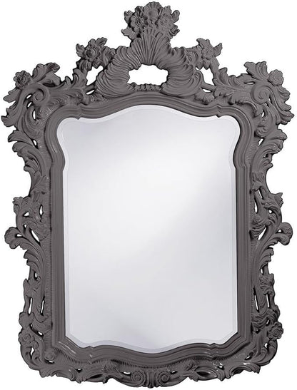 Howard Elliott Turner Large Ornate Mirror, Charcoal Gray Ornate Mirror Beveled Edges Rectangular Vanity Mirror with Baroque Scroll Pattern for Bedroom, Living Room, Bathroom & Entryway, 56 x 42 Inch