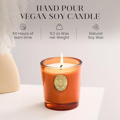 M&SENSE Natural Soy Candle | Noir Air& Neon Orange | 9.2 oz, 50H Burn Time | Luxury Scented Candle for Relaxation, Gifting, Home Décor | Ideal for Bedroom, Office, Party Ambiance