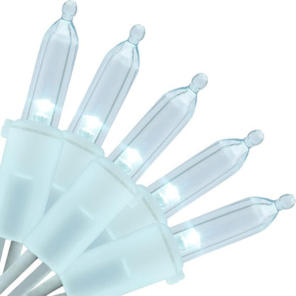 YULETIME Cool White LED Christmas Lights with White Wire, 33 ft 100 Count UL Certified Commercial Grade Holiday String Light Set (Cool White - White Wire)