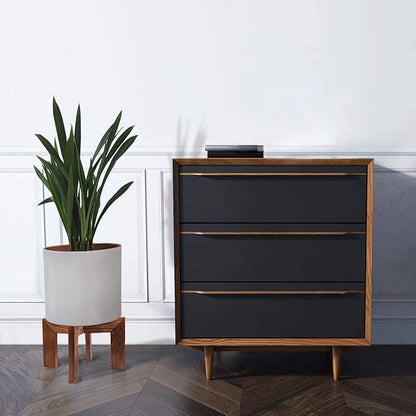 2 Pack Wood Plant Stand, Mid Century Modern Planter Stand Rattan Flower Pot Stand, Low Short Plant Stands Indoor - Boho Rustic Wooden Stool for Plant Pot Holder, Fit 5-15 Inch Pot