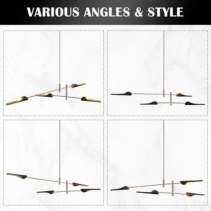 59" Industrial Pendant Light Contemporary Farmhouse Chandelier with Brushed Nickel Finish Modern Pendant Lighting Fixture for Dining Room Living Room Kitchen Island Bedroom, UL Listed