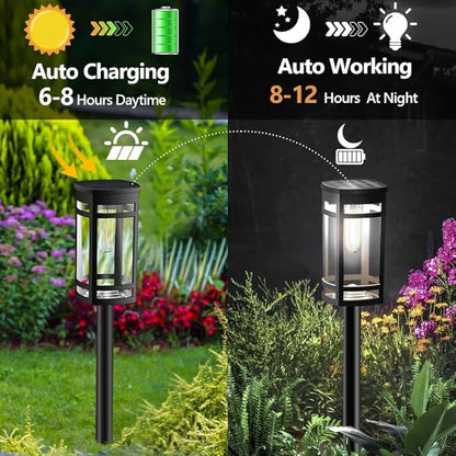 EXCMARK 16 Pack Solar Lights Outdoor Waterproof for Garden Pathway Walkway Driveway Yard Lawn Decorative Landscape Lighting. (Cool White Light, 16)
