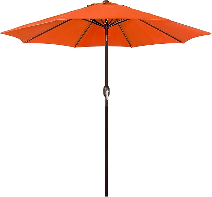 Blissun 9' Outdoor Patio Umbrella, Outdoor Table Umbrella, Yard Umbrella, Market Umbrella with 8 Sturdy Ribs, Push Button Tilt and Crank