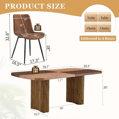 Dining Table Set for 8 - Large 78.7" Rectangular Kitchen Table Set for 8 with Cushioned Chairs,Modern Mid-Century Wood Dining Room Table Sets for 8 Ideal for Kitchen & Gatherings